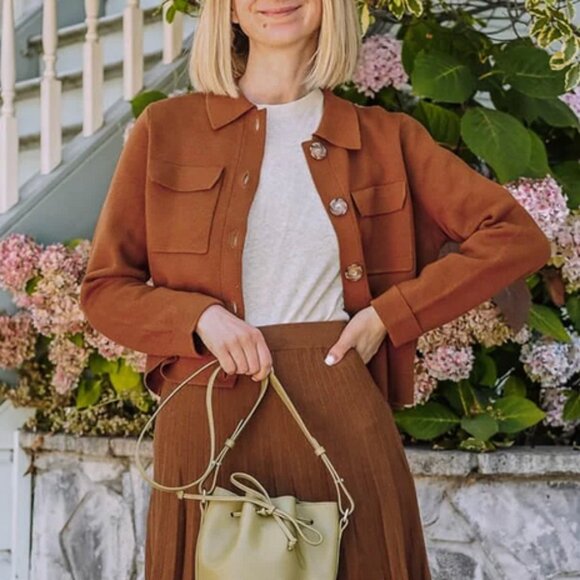 Sezane Betty Cardigan XSmall Noisette Hazelnut Tan Knit Wool French Causal - Picture 5 of 11